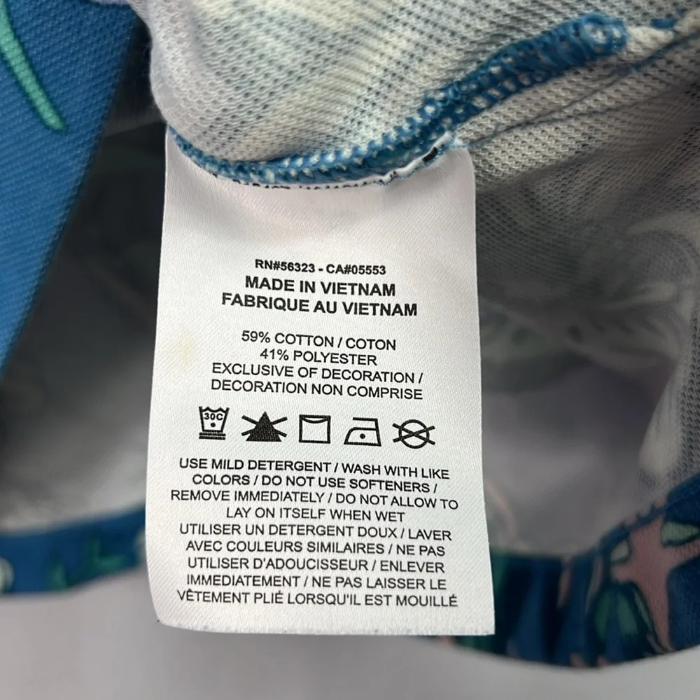 Nike Dri Fit Blue Tropical Floral Short Sleeve Crop Polo Large - Picture 6 of 8